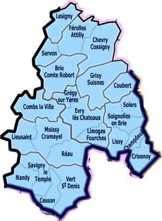 Carte du pôle missionnaire de Brie Sénart